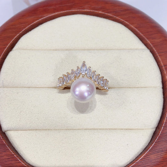 Crown Zircon Freshwater Pearl Ring
