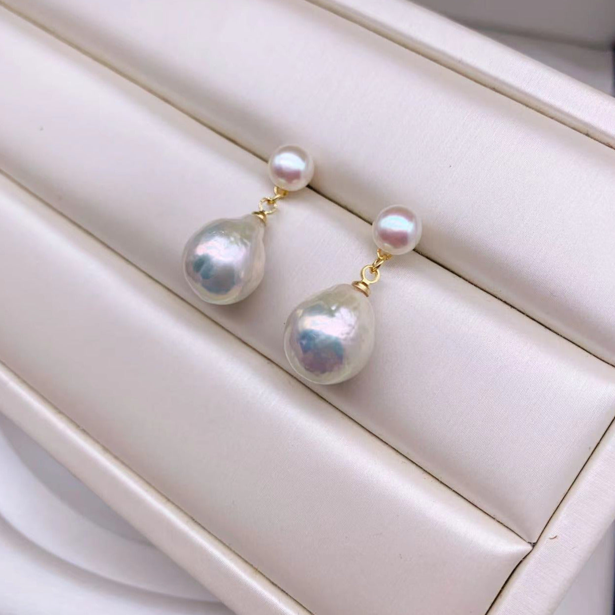 Classic Dual Baroque Pearl Earrings -14kGold