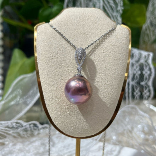 Rainbow Luster Purple AAA 14-15mm Baroque Pearl Necklace
