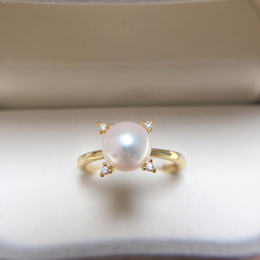 Classic 4 Prongs High Luster Freshwater Pearl Ring