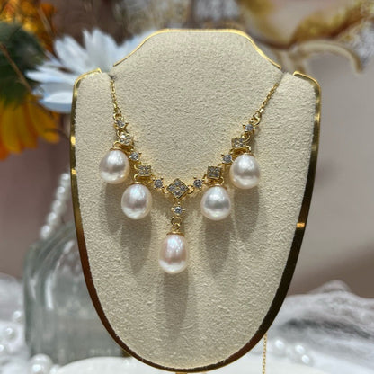 5 Layered Water Drop Pearl Necklace