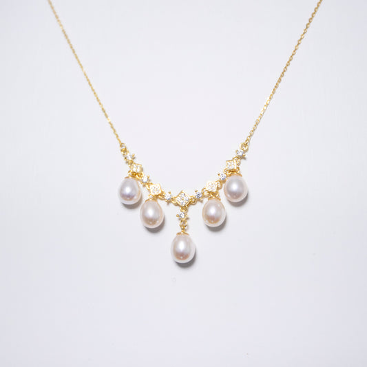 5 Layered Water Drop Pearl Necklace