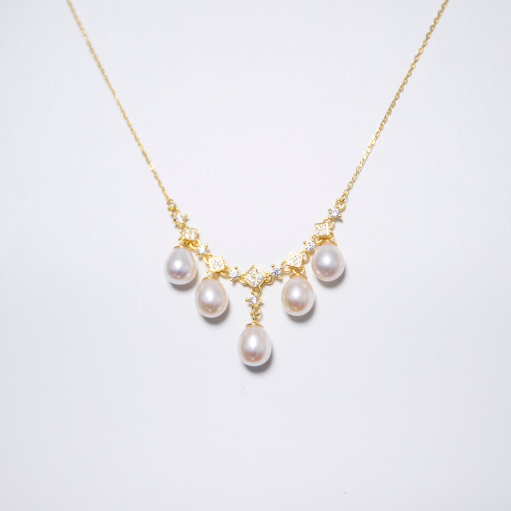 5 Layered Water Drop Pearl Necklace