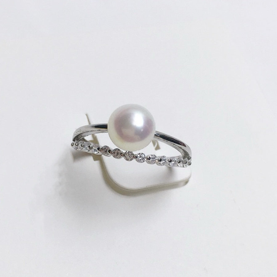 2 in 1 Stacking Ring Zircon and Freshwater Pearl Ring