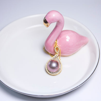 Large Size 15mm AAAA Purple Pearl on Water Drop Zircon Necklace