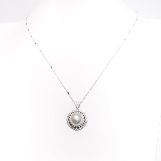 Classic Circular Zircon AAAA High-Luster Pearl Necklace