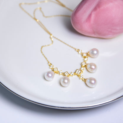 5 Layered Water Drop Pearl Necklace