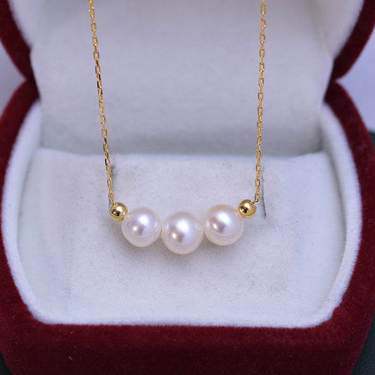 Smile Three 7mm Freshwater Pearl Necklace