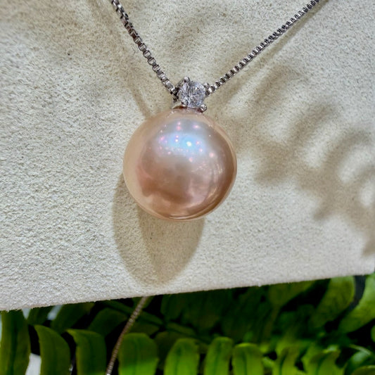 Diana Manta Pink Pearl Necklace, 12–13mm featuring 12–13mm manta pink freshwater edison pearl