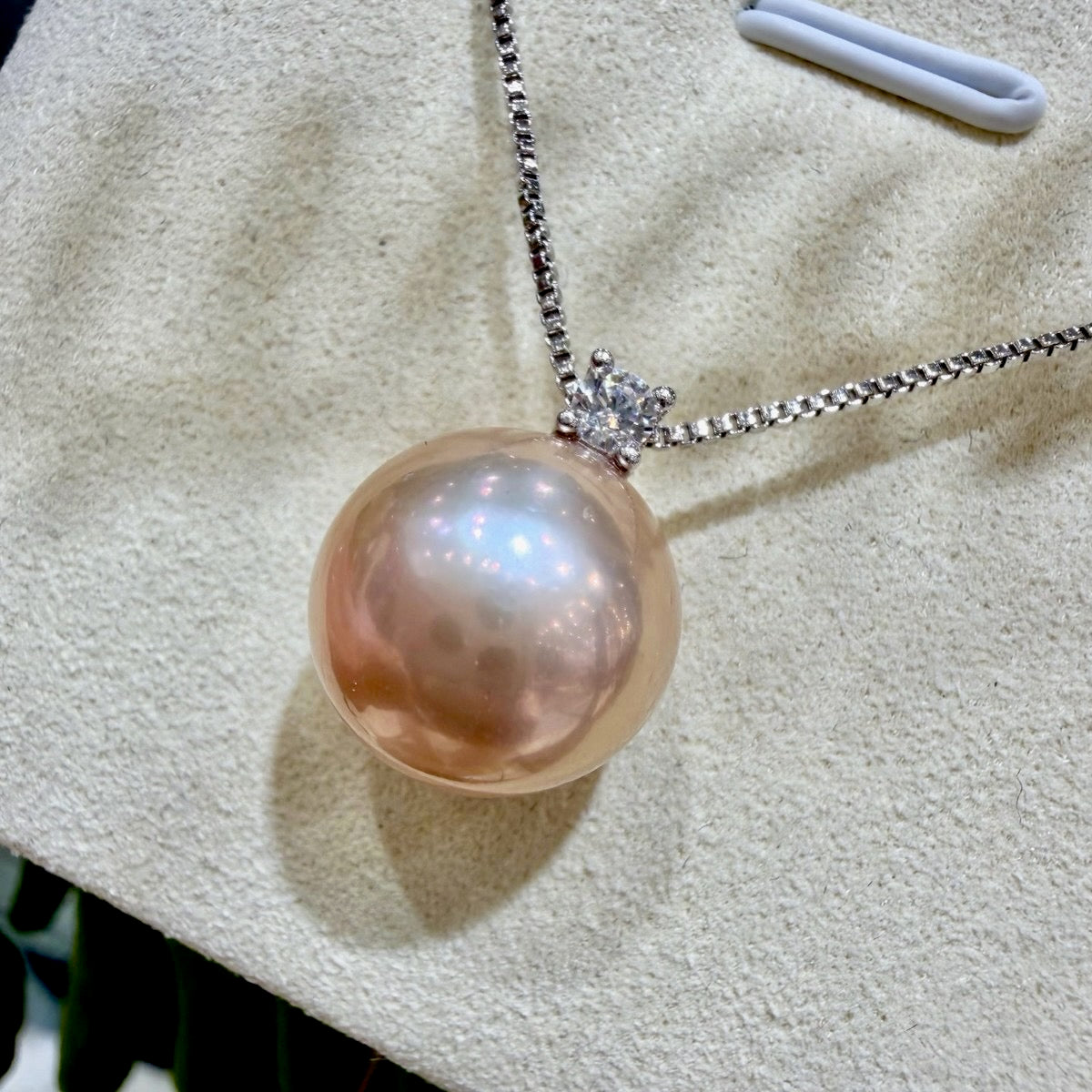 Diana Manta Pink Pearl Necklace, 12–13mm featuring 12–13mm manta pink freshwater edison pearl