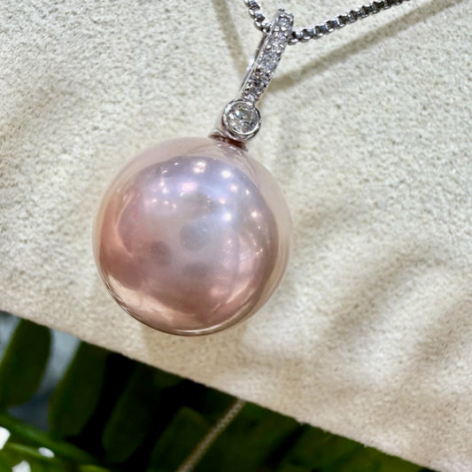 Manta Pink Sterling Silver Pearl Necklace, 12–13mm featuring 12–13mm manta pink freshwater edison pearl