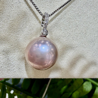Manta Pink Sterling Silver Pearl Necklace, 12–13mm featuring 12–13mm manta pink freshwater edison pearl