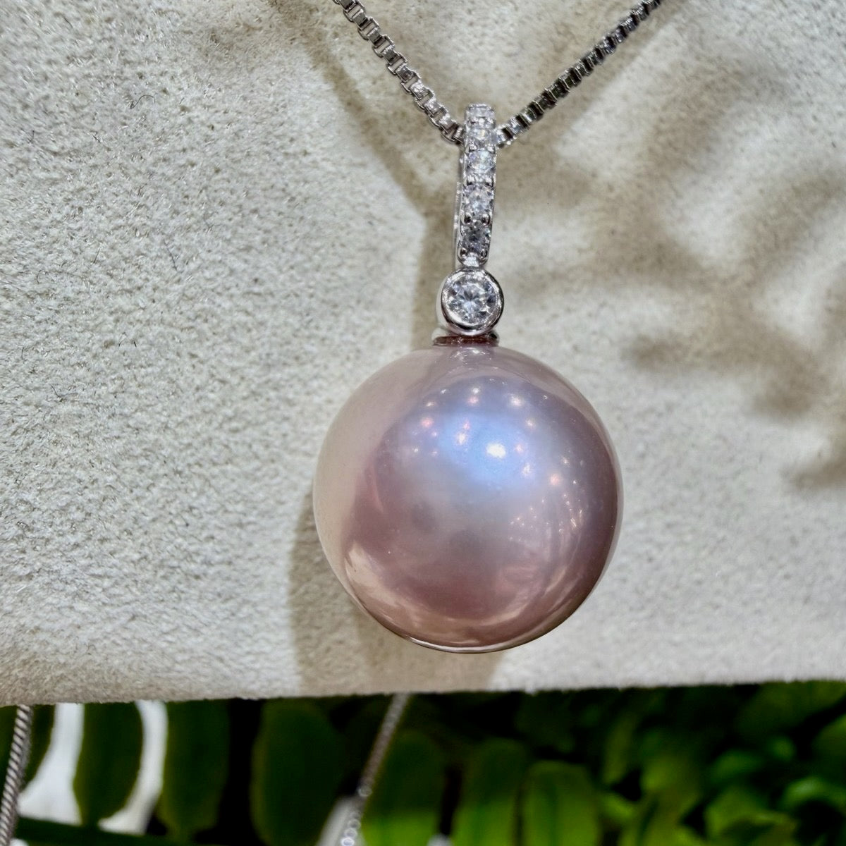 Manta Pink Sterling Silver Pearl Necklace, 12–13mm featuring 12–13mm manta pink freshwater edison pearl