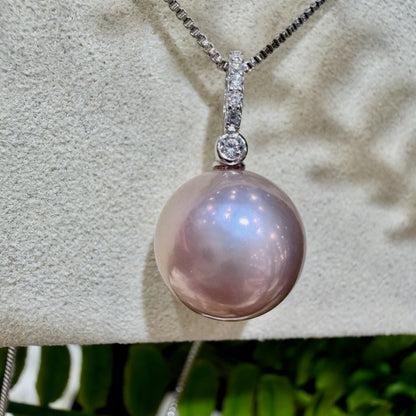 Manta Pink Sterling Silver Pearl Necklace, 12–13mm featuring 12–13mm manta pink freshwater edison pearl