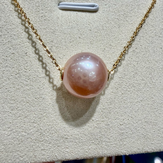 Manta Pink Edison Pearl Slider Necklace,, 12–13mm featuring 12–13mm manta pink freshwater edison pearl