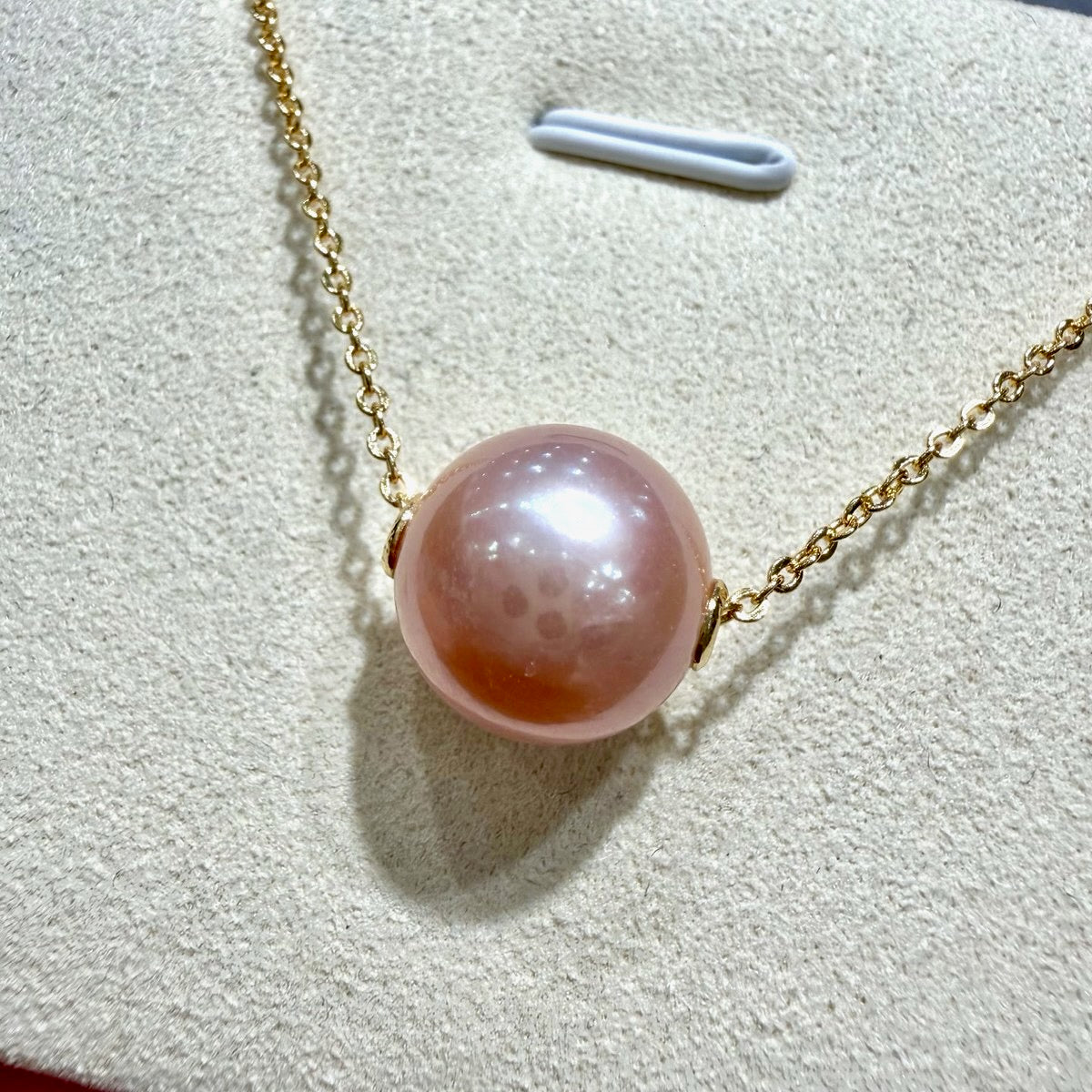 Manta Pink Edison Pearl Slider Necklace,, 12–13mm featuring 12–13mm manta pink freshwater edison pearl