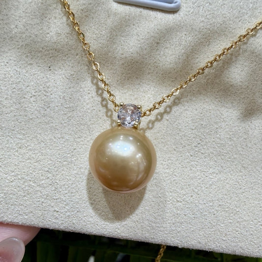 Golden Diana Freshwater Pearl Necklace, 11–12mm featuring 11–12mm gold freshwater pearl