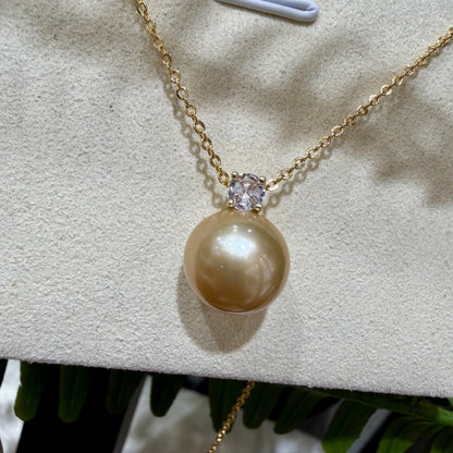 Golden Diana Freshwater Pearl Necklace, 11–12mm featuring 11–12mm gold freshwater pearl