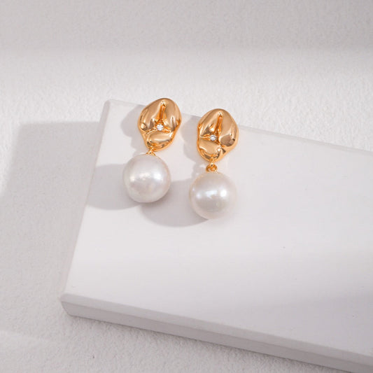 Playful Stud Earrings with zircon -18k Gold on Silver