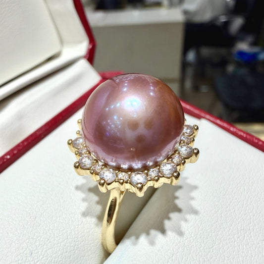 Sunflower Purple Pearl Ring, 13–14mm featuring 13–14mm purple freshwater edison pearl