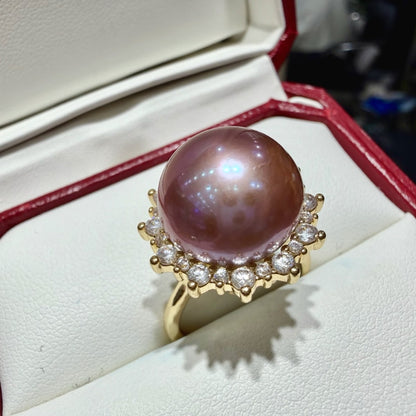 Sunflower Purple Pearl Ring, 13–14mm featuring 13–14mm purple freshwater edison pearl