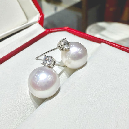 Luminous Diana-inspired Freshwater Pearl Stud Earrings,, 9–10mm featuring 9–10mm white freshwater pearl