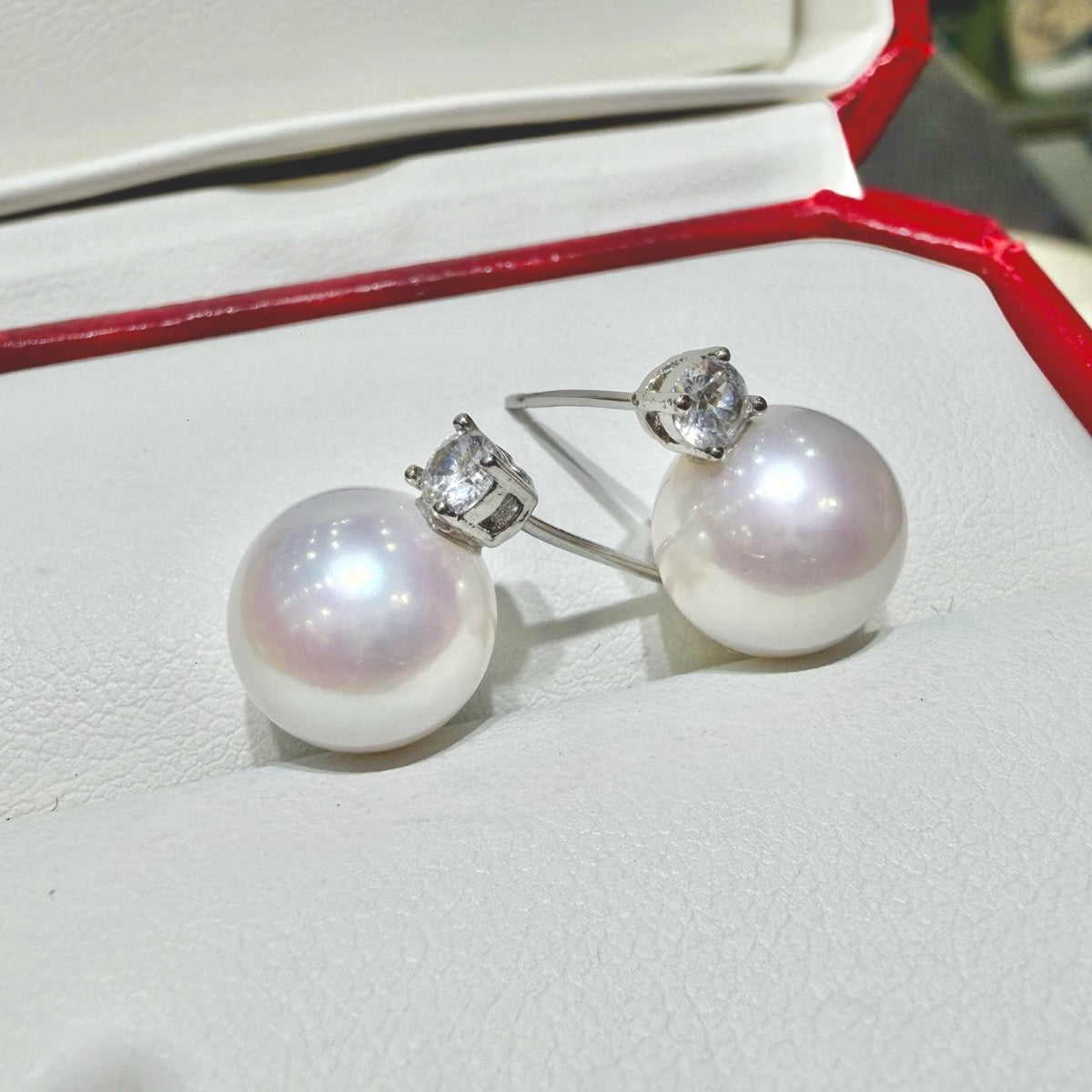Luminous Diana-inspired Freshwater Pearl Stud Earrings,, 9–10mm featuring 9–10mm white freshwater pearl