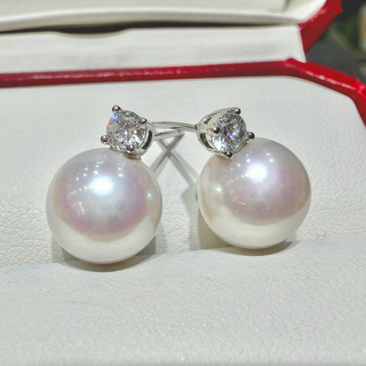 Luminous Diana-inspired Freshwater Pearl Stud Earrings,, 9–10mm featuring 9–10mm white freshwater pearl