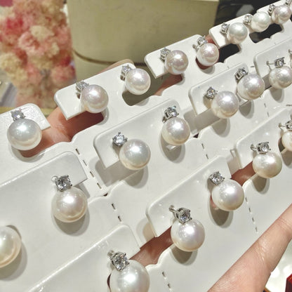 Luminous Diana-inspired Freshwater Pearl Stud Earrings,, 9–10mm featuring 9–10mm white freshwater pearl