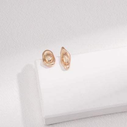 Mini Asymmetric Geometric Stud Earrings-18kGold on Silver