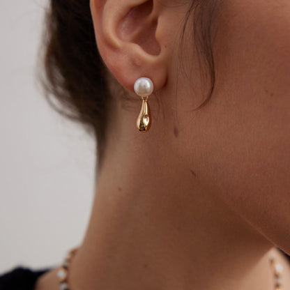 Water Drop Pearl Earring- 18k gold on silver