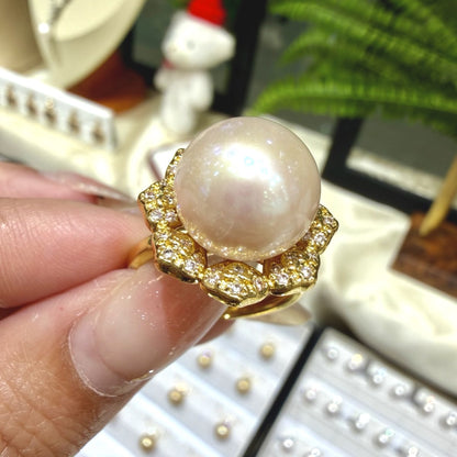 Pink Freshwater Pearl Statement Ring,, 13–14mm featuring 13–14mm pink freshwater pearl