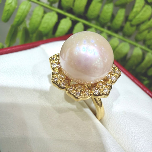 Pink Freshwater Pearl Statement Ring,, 13–14mm featuring 13–14mm pink freshwater pearl