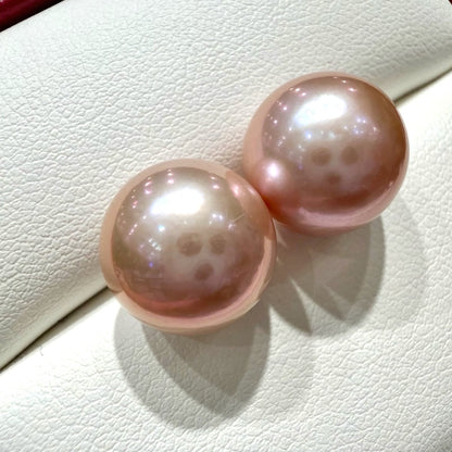 Pink Freshwater Pearl Stud Earrings AAA,, 12–13mm featuring 12–13mm pink freshwater pearl