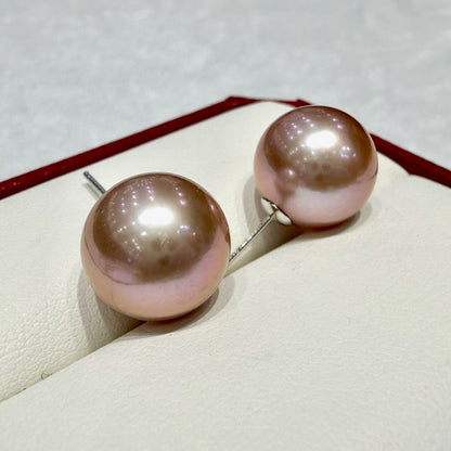 Pink Freshwater Pearl Stud Earrings AAA,, 12–13mm featuring 12–13mm pink freshwater pearl