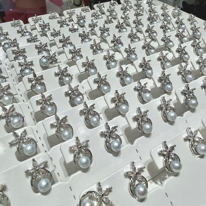 Stars Freshwater Pearl Earrings, 6–7mm featuring 6–7mm white freshwater pearl