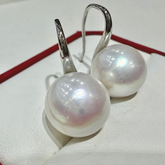 Classic White Freshwater Pearl Dangle Earrings, 13–14mm featuring 13–14mm white freshwater pearl