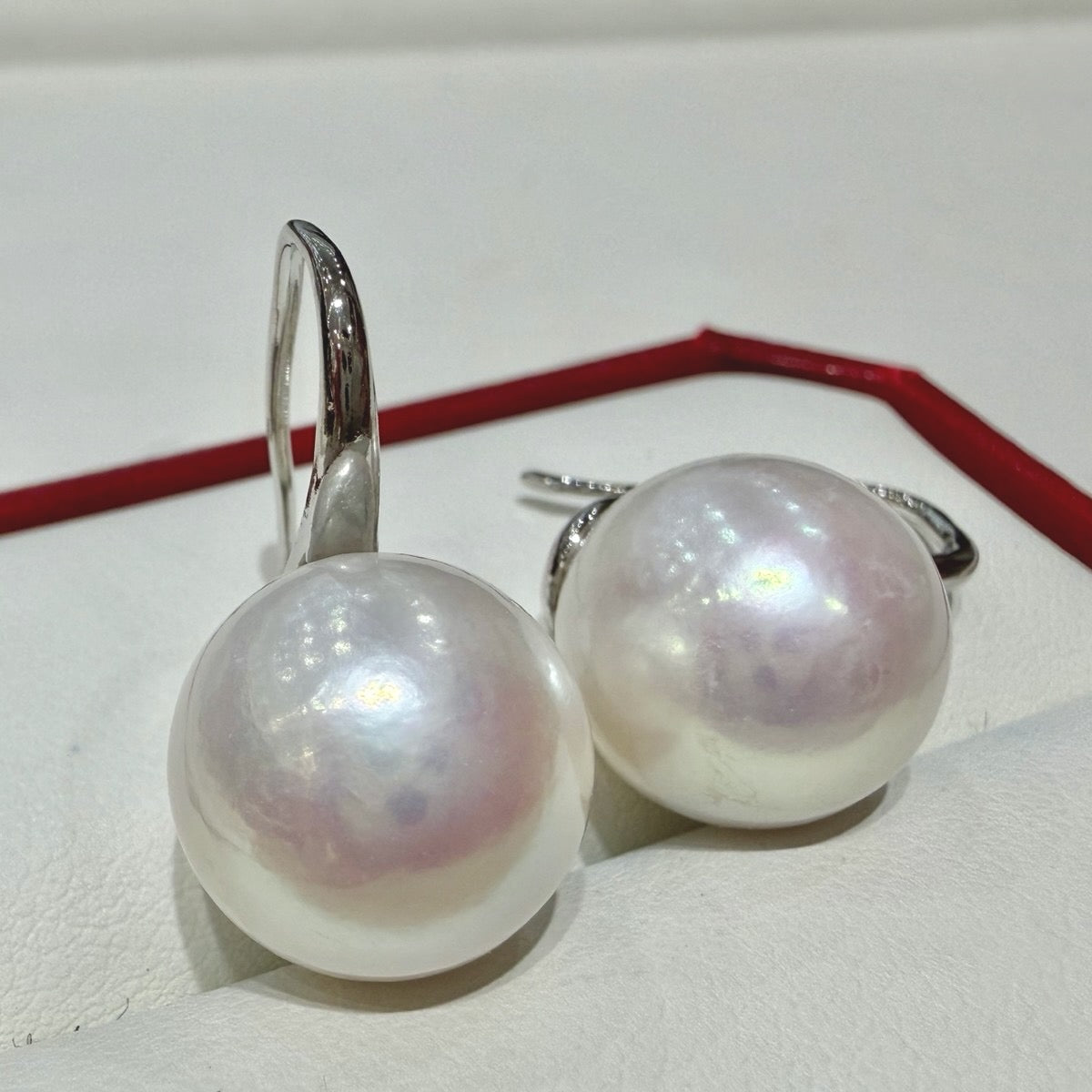 Classic White Freshwater Pearl Dangle Earrings, 13–14mm featuring 13–14mm white freshwater pearl