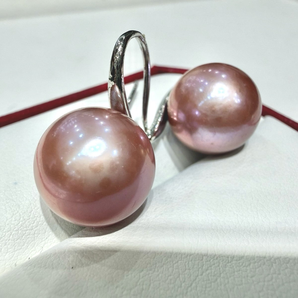 Classic Freshwater Purple Pearl Dangle Earrings, 14–15mm featuring 14–15mm pink freshwater edison pearl