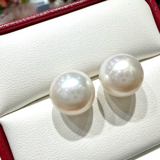 Statement Freshwater Pearl Stubs Earings,, 12–13mm featuring 12–13mm white freshwater pearl