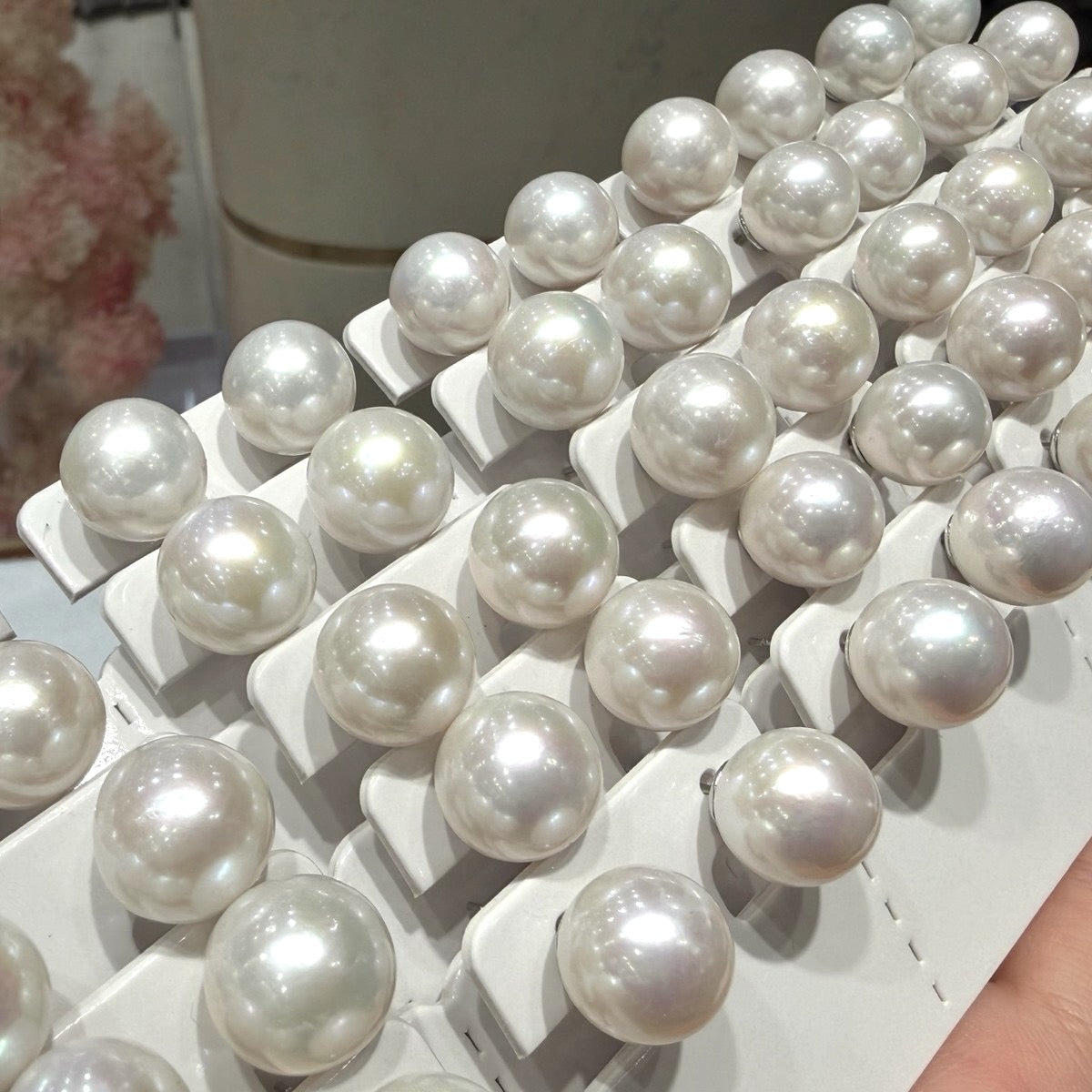 Statement Freshwater Pearl Stubs Earings,, 12–13mm featuring 12–13mm white freshwater pearl