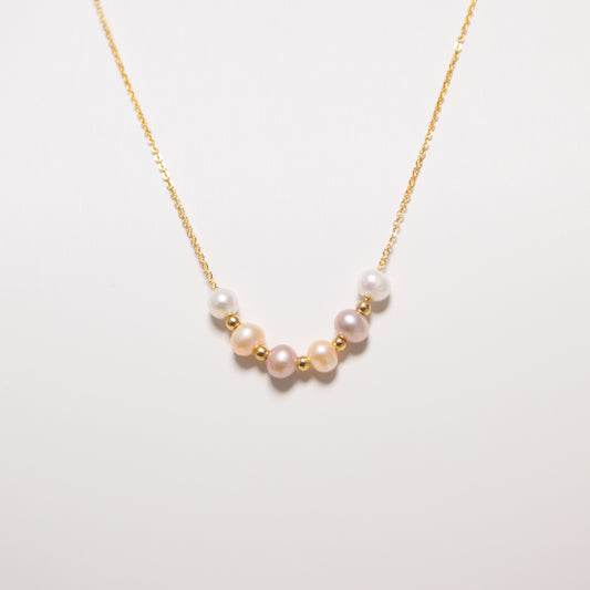 6 Multi-Color Small Freshwater Pearls Necklace 14k Gold Filled