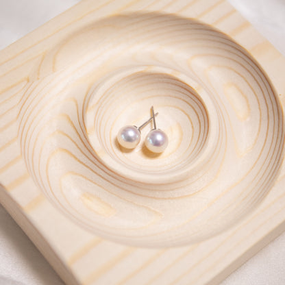 [Simpearl Signature] 6-8mm AAA+ Freshwater Akoya Pearl Stud Earrings