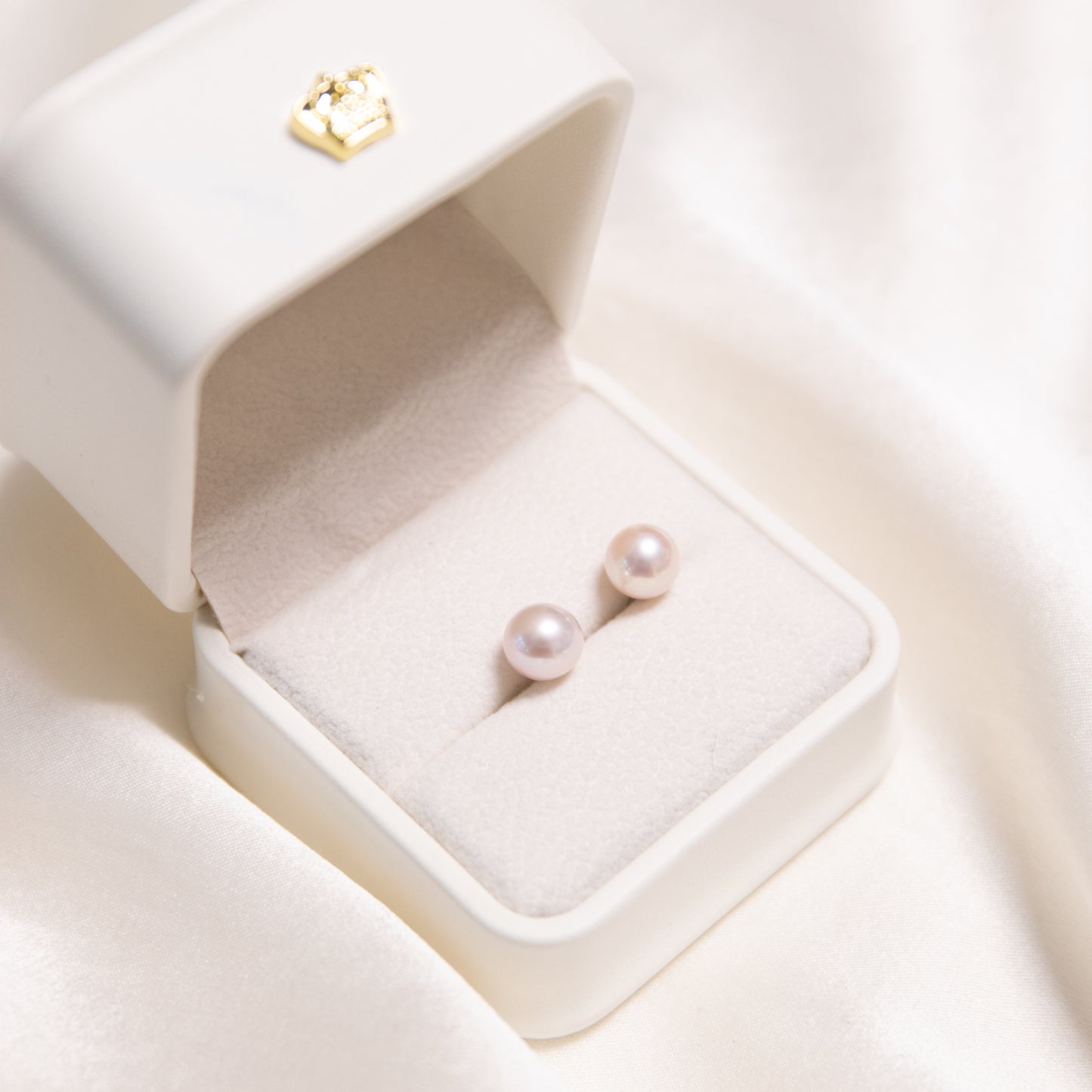 [Simpearl Signature] 6-8mm AAA+ Freshwater Akoya Pearl Stud Earrings