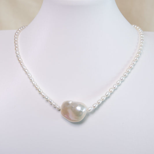 Large Baroque on Oval Freshwater Pearl Necklace