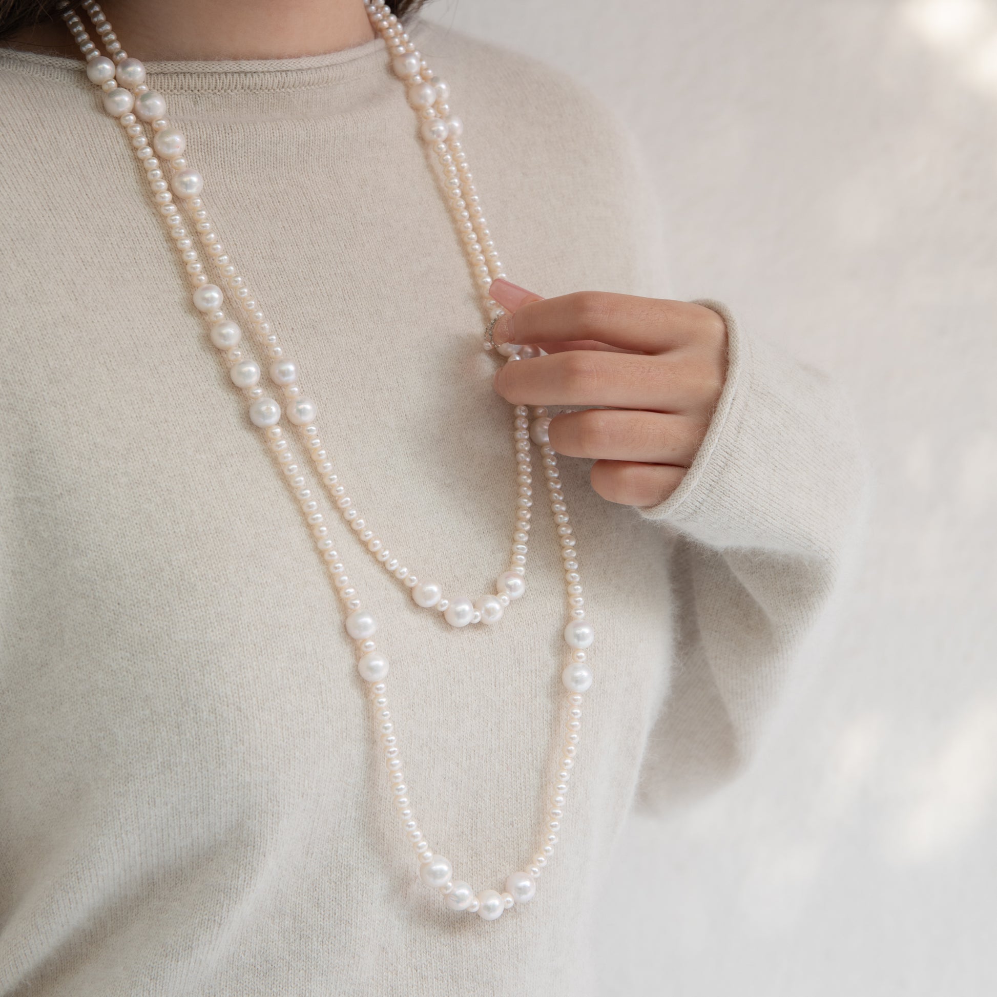 French Lady Rope Long Freshwater Pearl Necklace