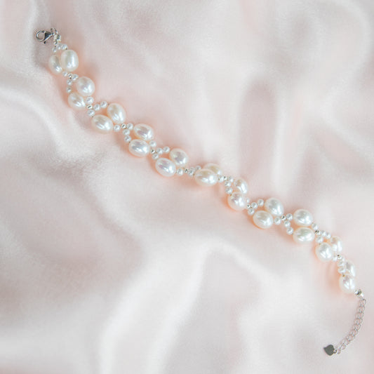 Twist Bridal Oval Pearls Bracelet