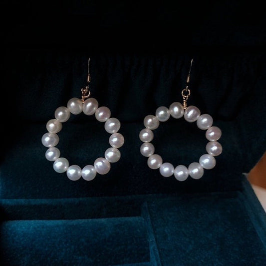 Pearl Circle Earring Dangle